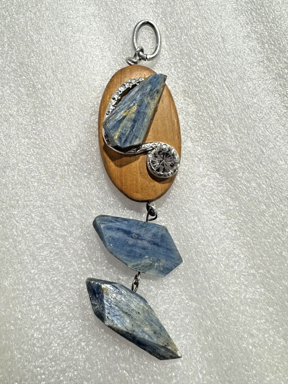 Jeff Lieb Modernist Pendant Necklace Dangling Wooden Mixed Materials Abstract